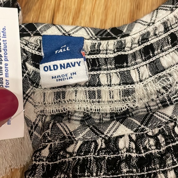 Old Navy black boho gingham peasant or prairie dress size medium tall new - Picture 5 of 7